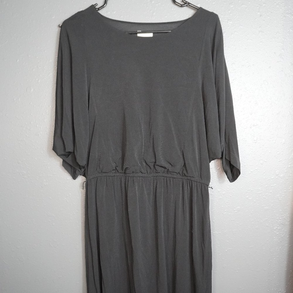 Chicos Womens Black Flowy Polyester Mid Sleeve Fitted Top Short Dress Size XL